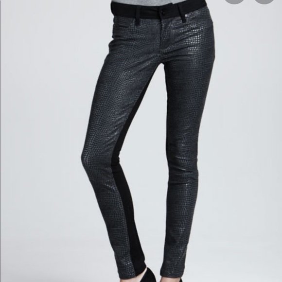 DL1961 Emma Python-Print Denim Leggings, Sz 26 - Picture 2 of 9